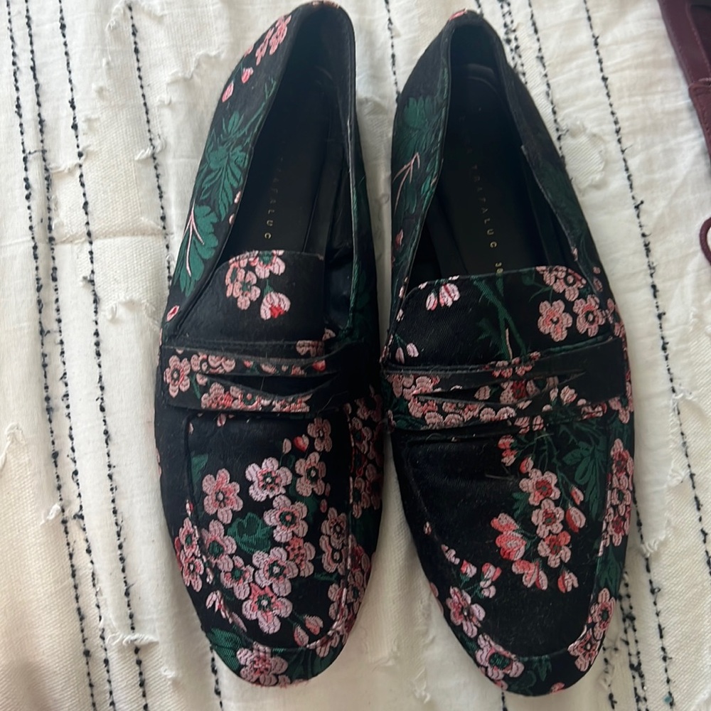 Zara floral flats